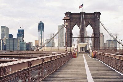 Walking on The Brooklyn Bridge Wall Mural-Buildings & Landmarks,Cityscapes,Urban,Featured Category-Eazywallz