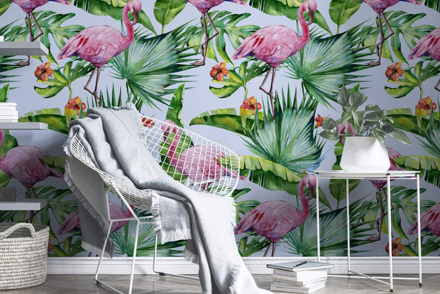 Watercolor Tropical Flamingo Wallpaper