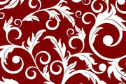 White abstract plants on a red background Wall Mural-Patterns-Eazywallz