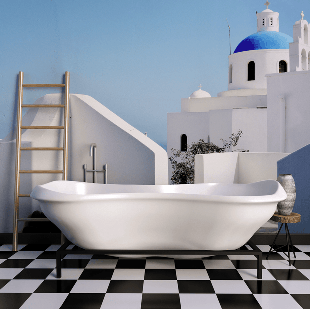 White Greece Architecture Wall Mural-Buildings & Landmarks,Landscapes & Nature,Tropical & Beach-Eazywallz
