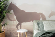 Wild Horses Wallpaper Mural-Animals & Wildlife,Black & White-Eazywallz