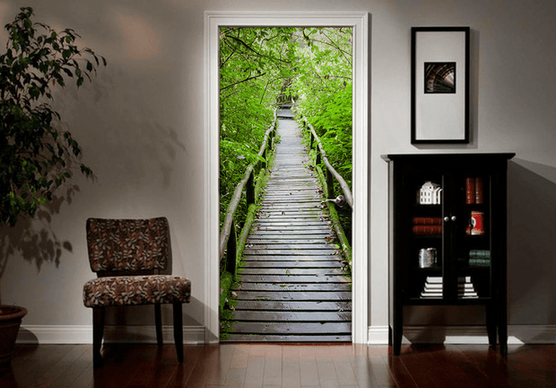 Wood Path Through Tropical Forest Door Mural-Landscapes & Nature-Eazywallz