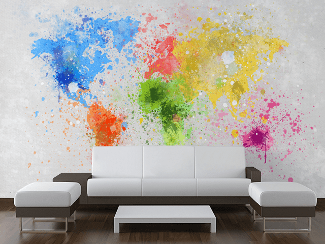 World Map Painting Wall Mural-Maps-Eazywallz